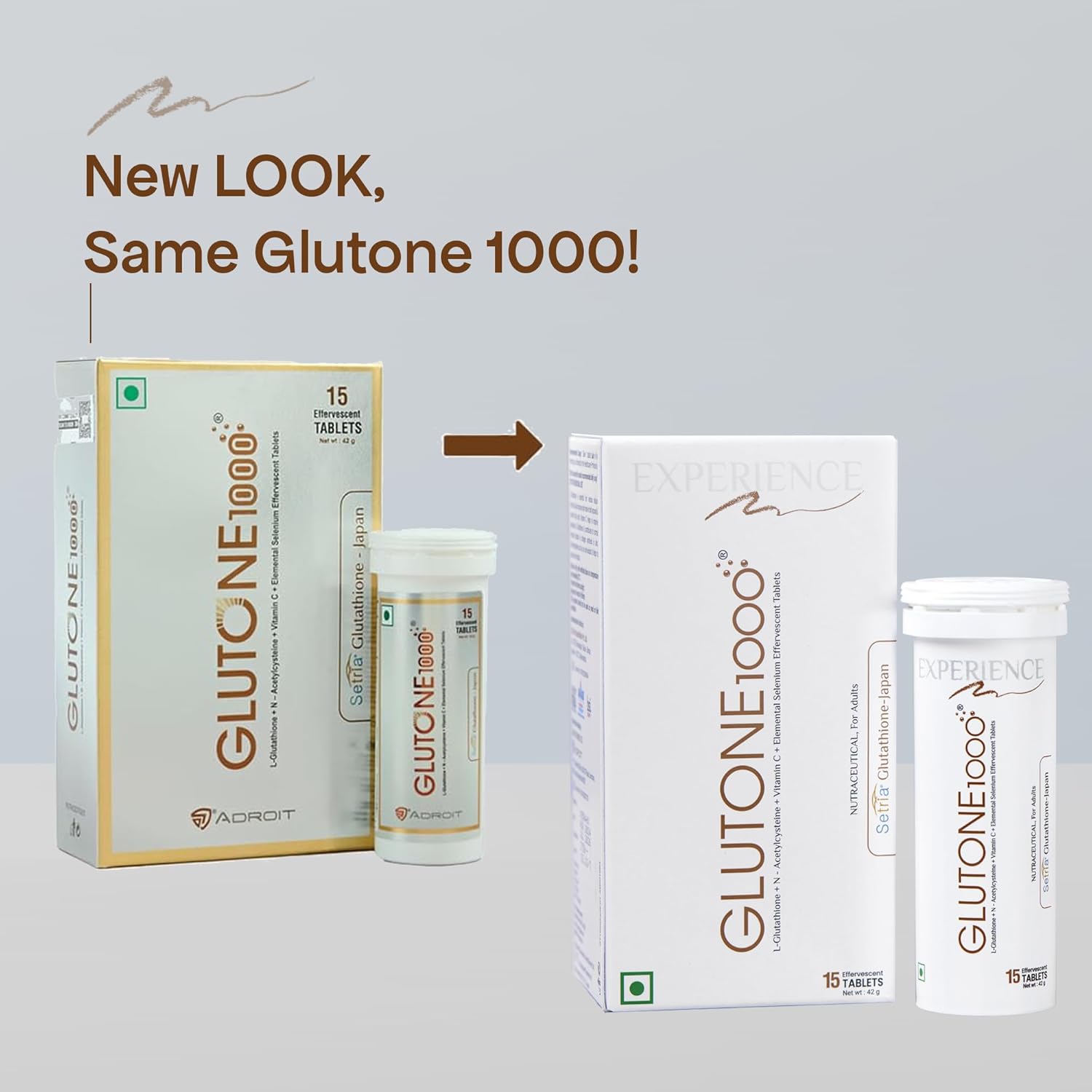 GLUTONE 1000 Setria L-Glutathione Effervescent Tablets | Vitamin C 40Mg | For Radiant Glow | Evens Skin Tone | 15 Tablets